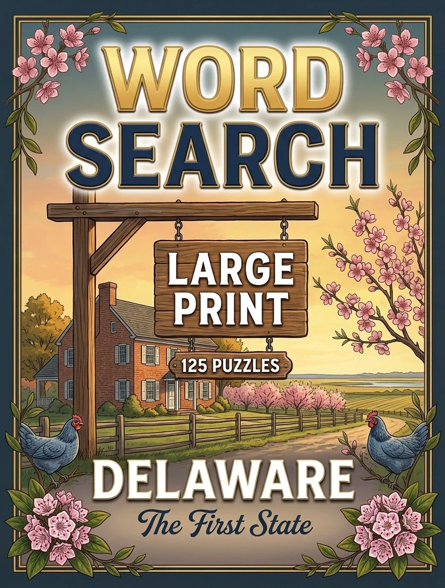 Large-print word searches featuring Delaware