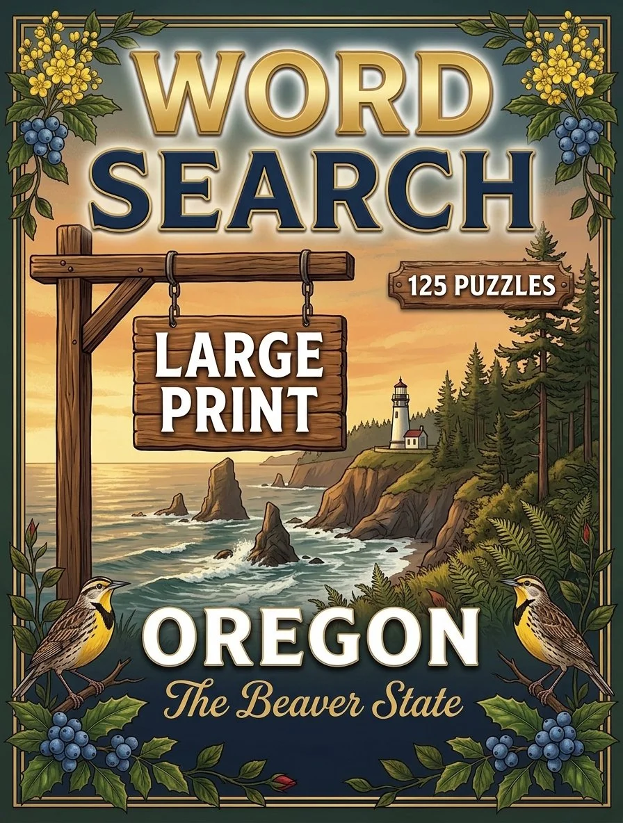 Large-print word searches featuring Oregon