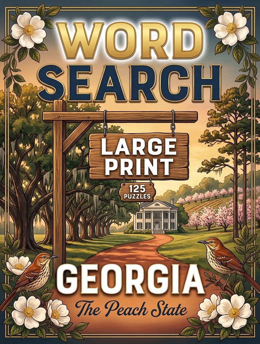 Large-print word searches featuring Georgia