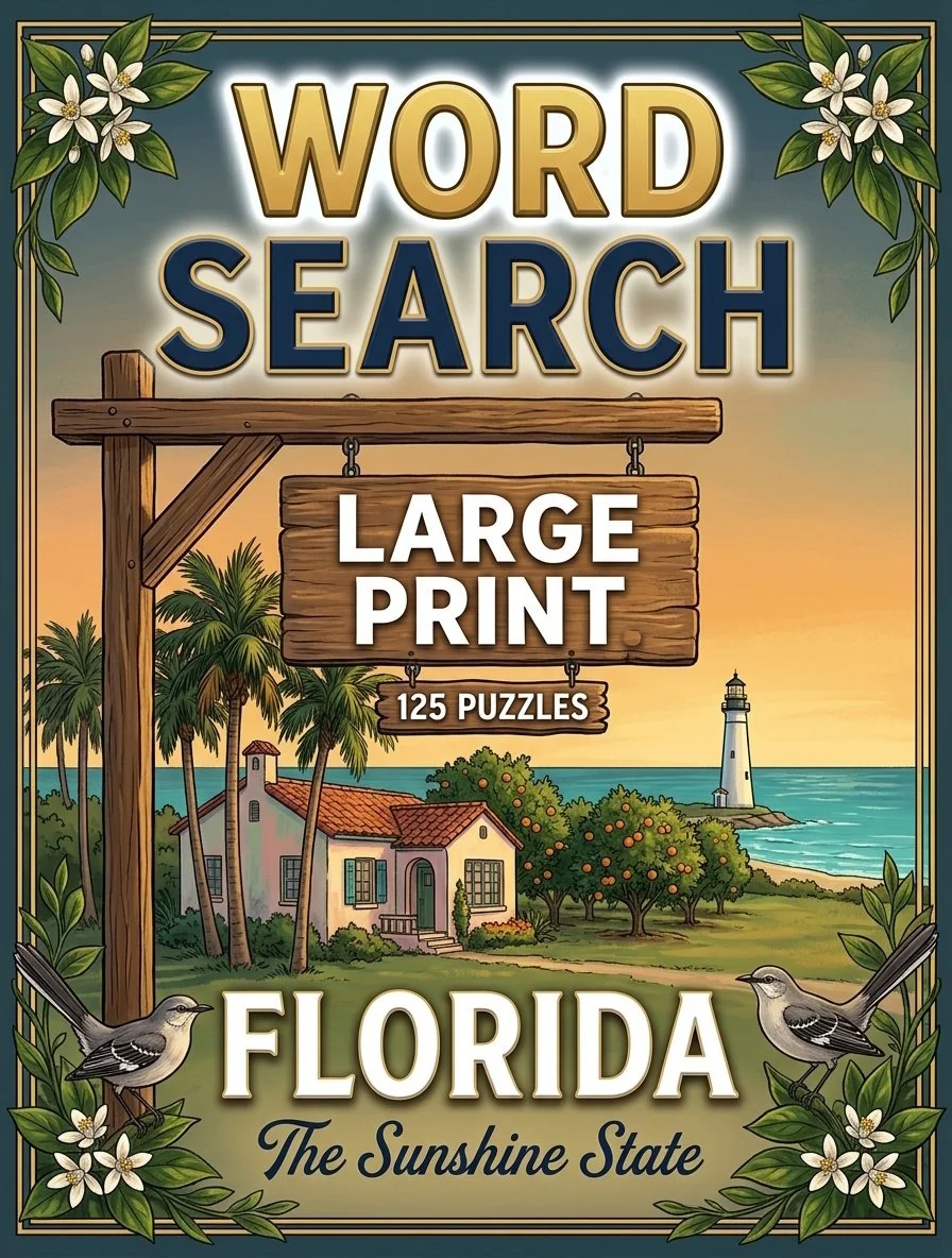 Large-print word searches featuring Florida