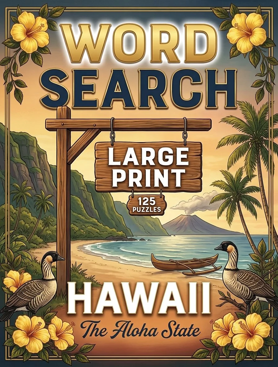 Large-print word searches featuring Hawaii