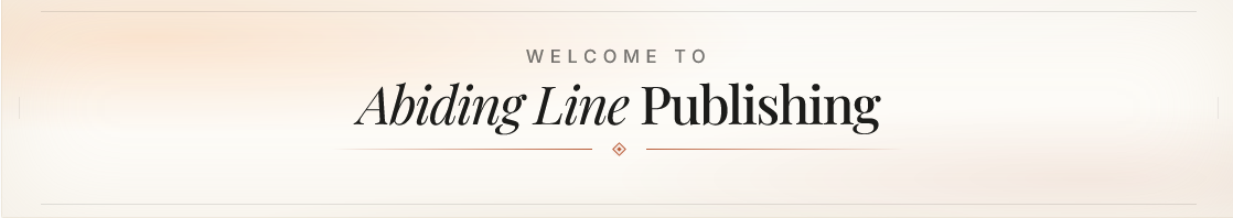 Welcome to Abiding Line Publishing text on a beige background
