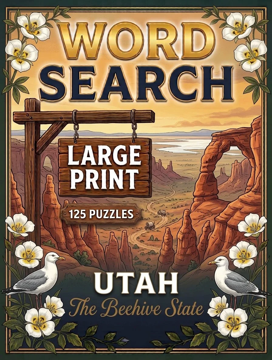Large-print word searches featuring Utah