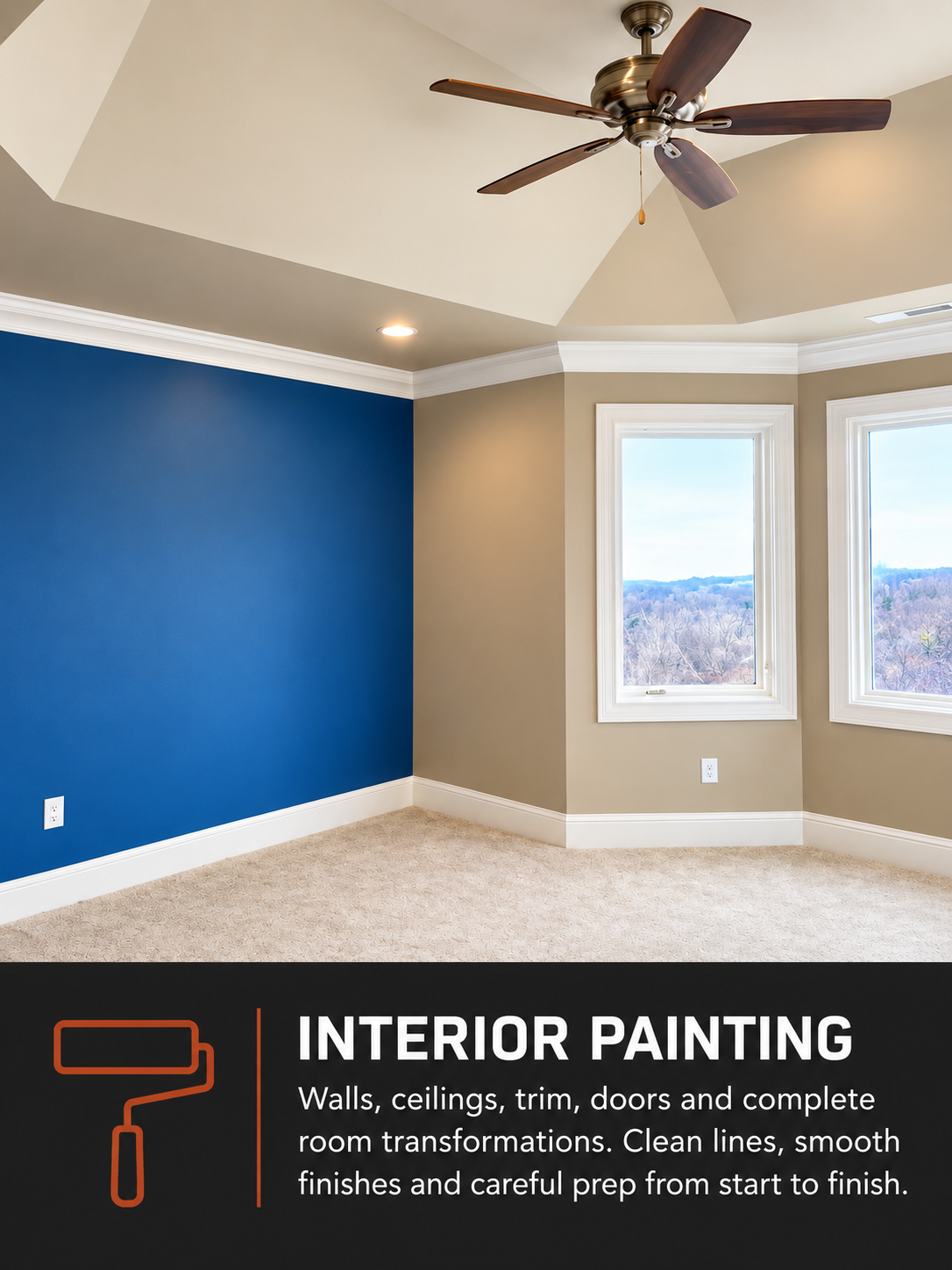 A painted bedroom with accent wall in Pikeville, Kentucky.