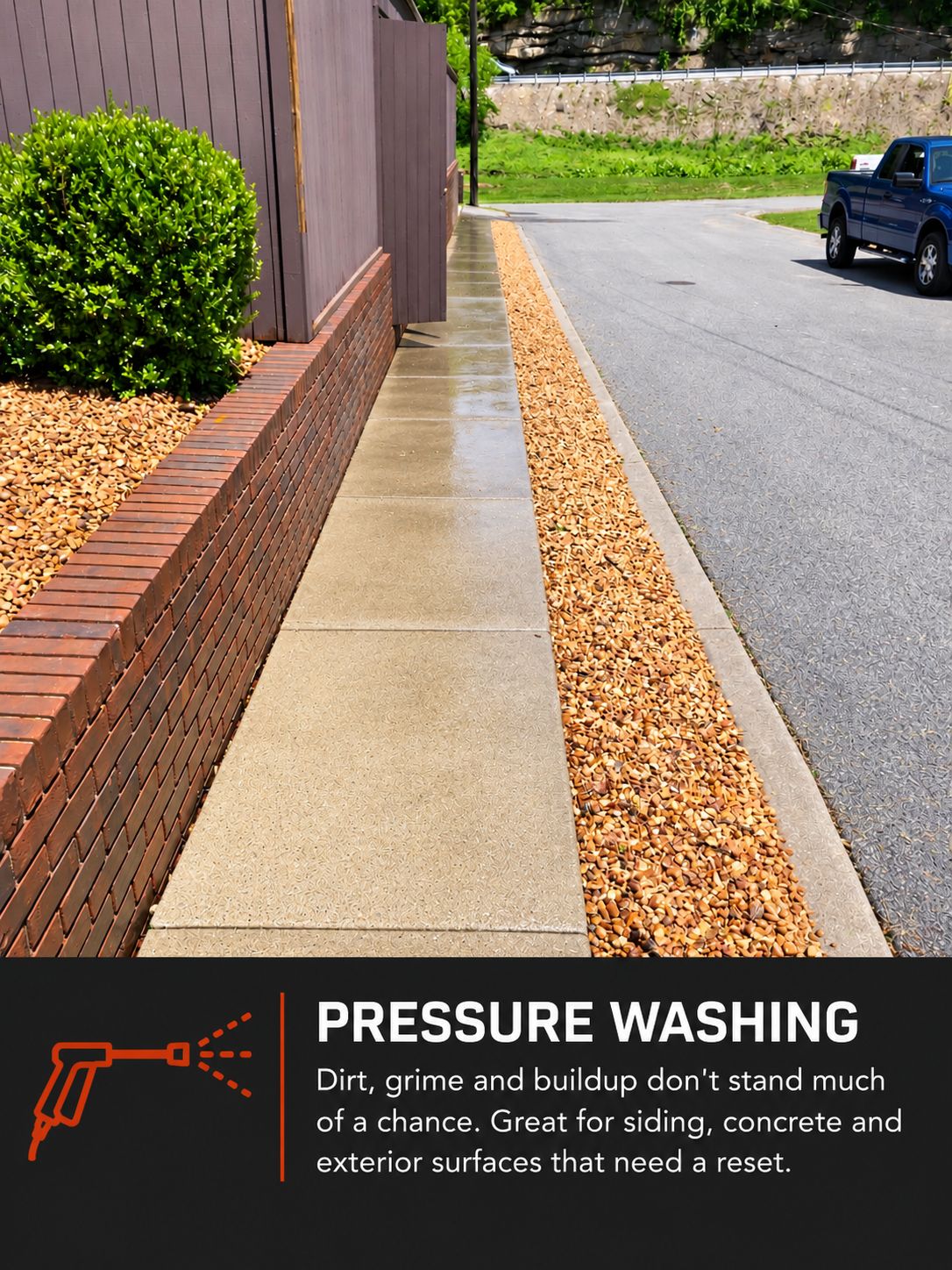 Pressure washed sidewalk and driveway project in Pikeville, Kentucky.