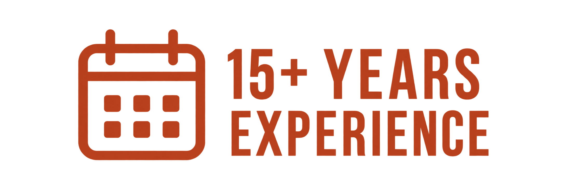 Red and orange logo with a calendar icon and the text "15+ Years of the User Experience".