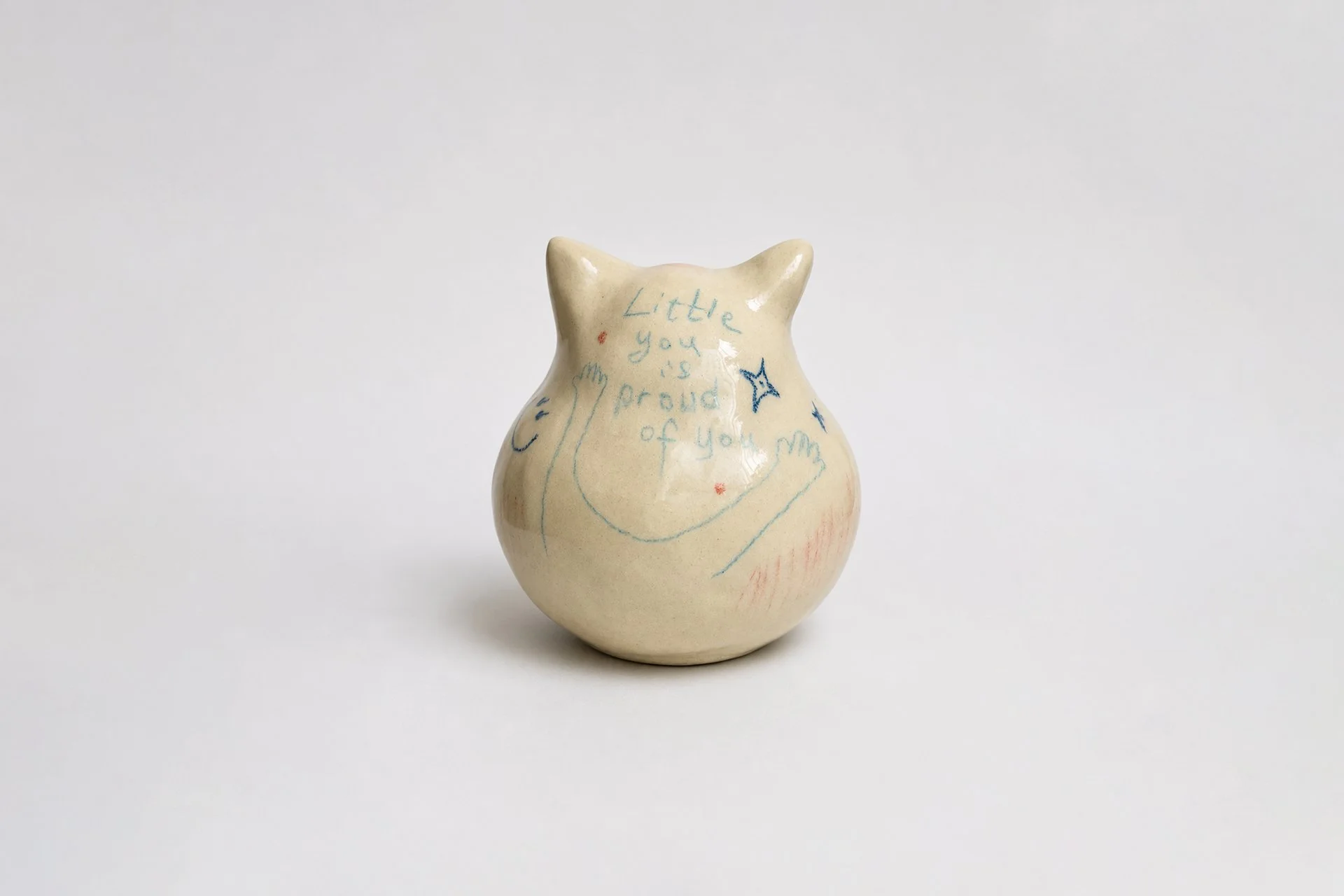 白燿毛怪 - 為自己驕傲(m), 12x12x12cm, 陶土、釉料, 2025 / ( Sold, 私人收藏 )