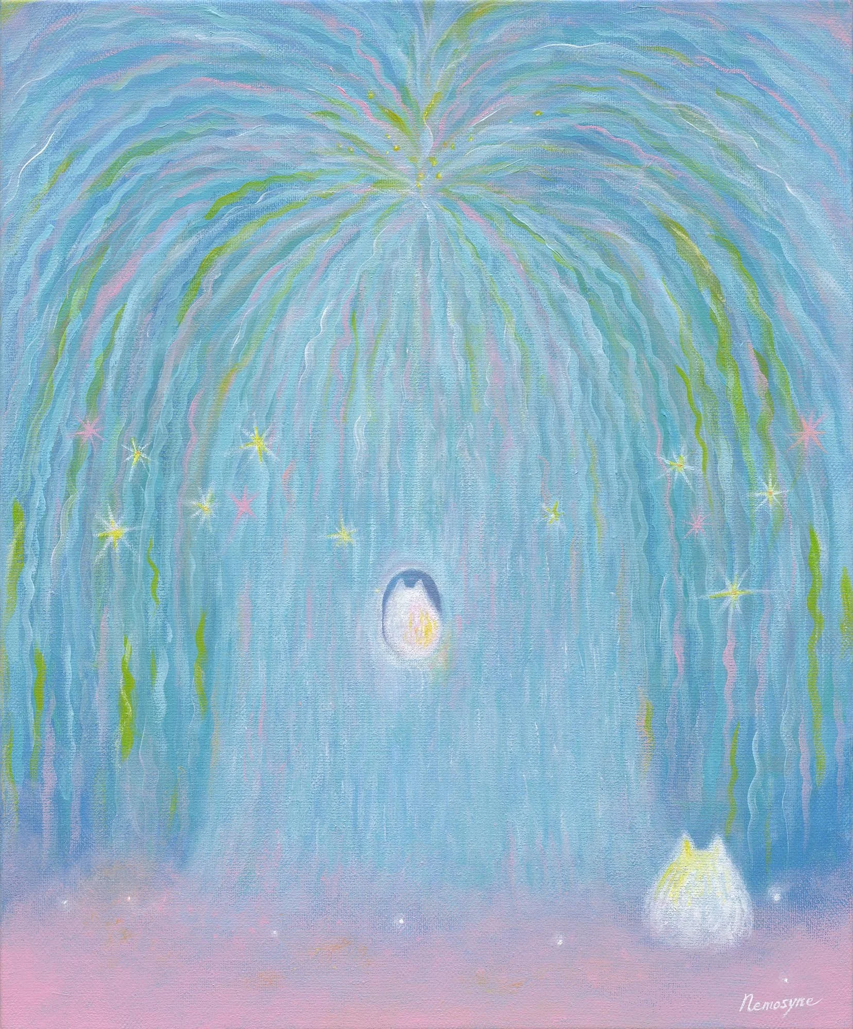 白燿生命樹-內在湖泊, 60.5x50cm, 壓克力顏料、畫布, 2026