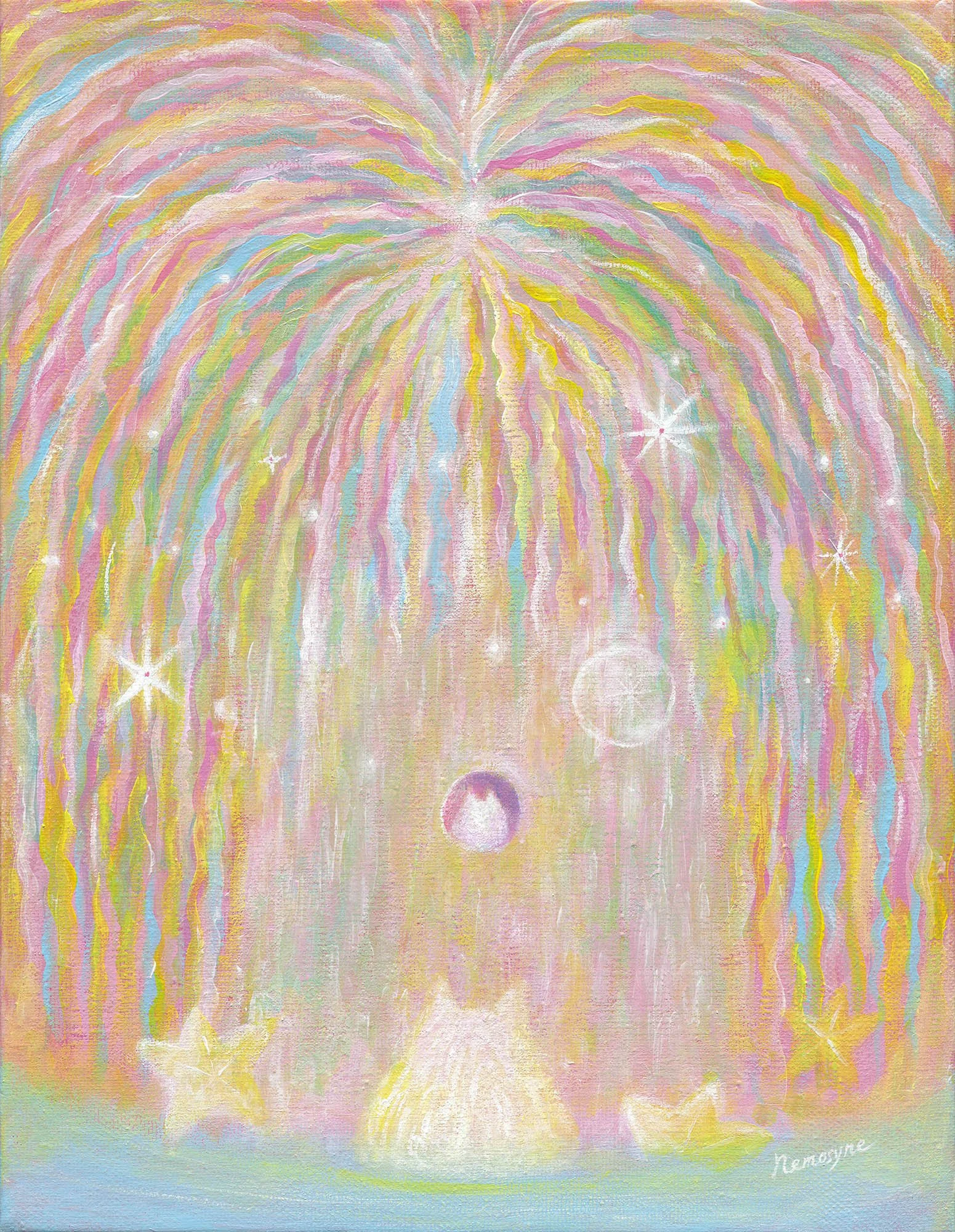 白燿生命樹-喜悅共振, 53x41cm, 壓克力顏料、畫布, 2026 / ( 私人收藏 )