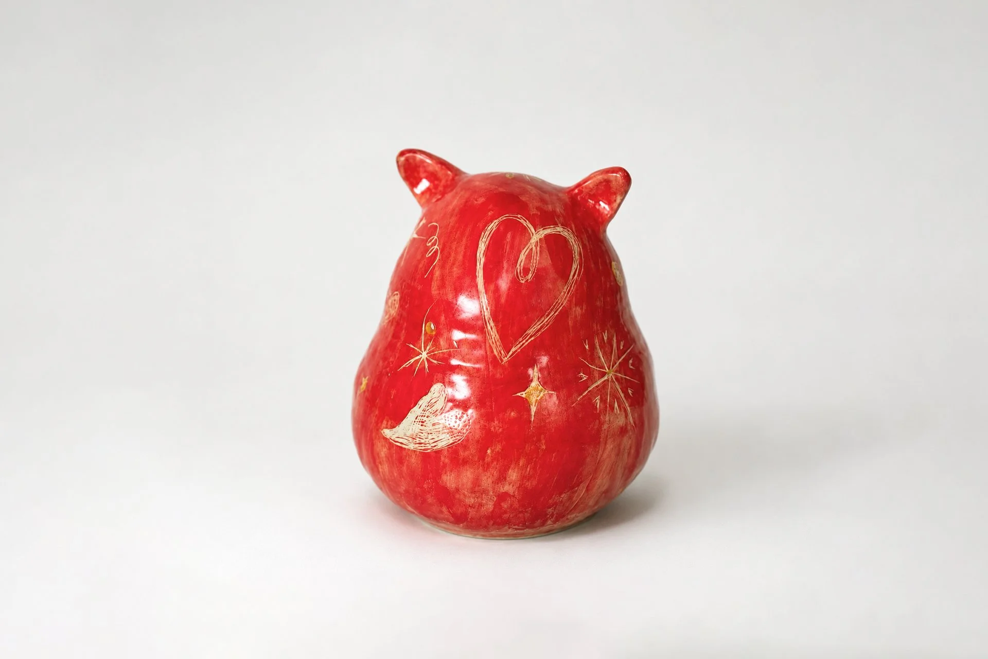 白燿毛怪 - 安全感, 18x18x18cm, 陶土、釉料, 2025 / ( Sold, 私人收藏 )