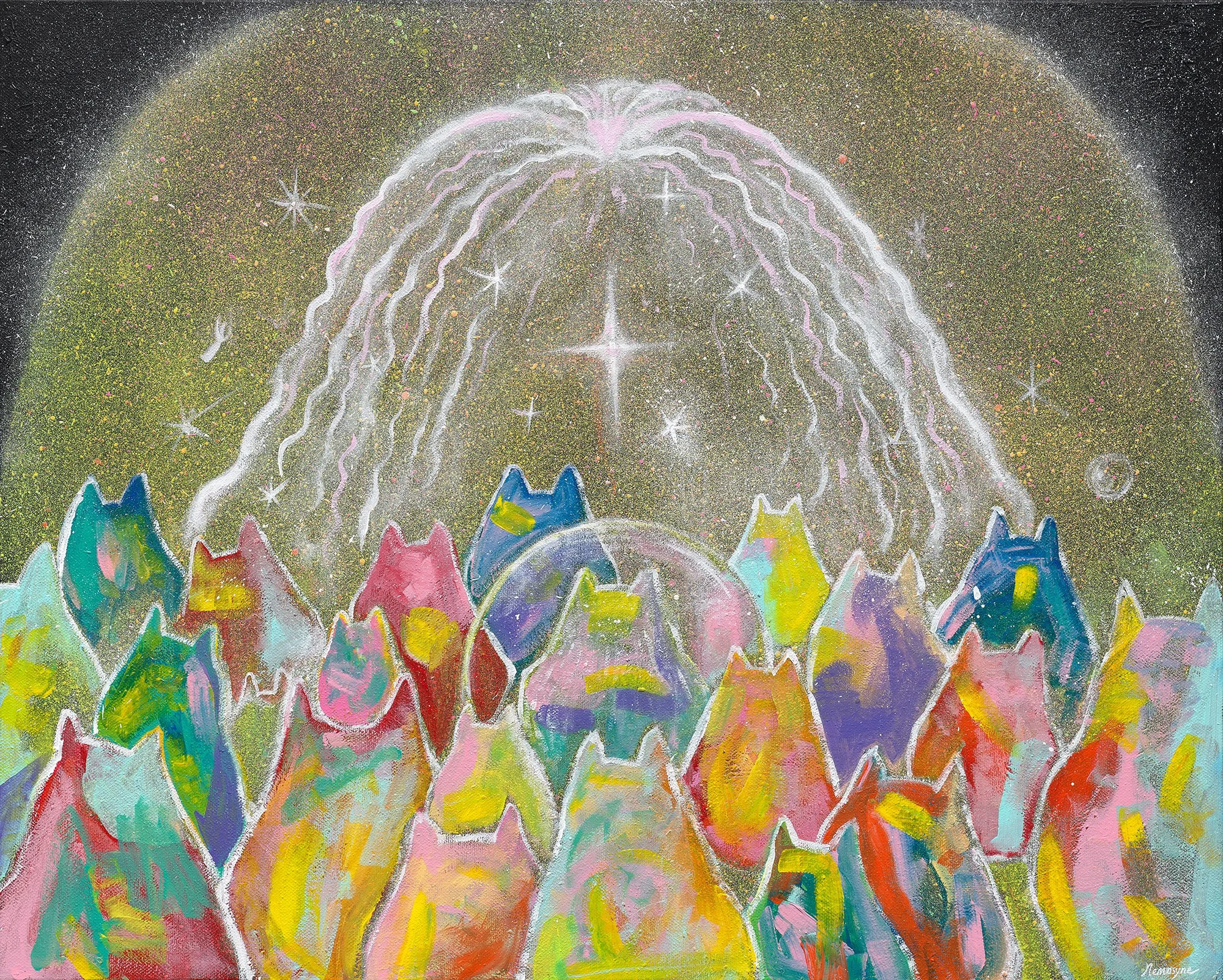 為所愛而聚, 100x80cm, 壓克力顏料、畫布, 2025