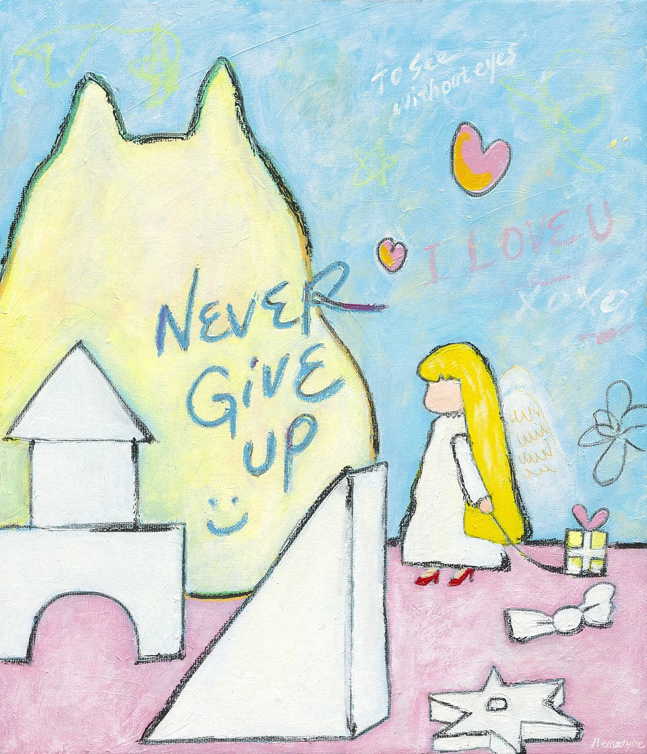 Never give up, 53x45.5cm, 壓克力顏料、畫布, 2024 / ( 私人收藏 )