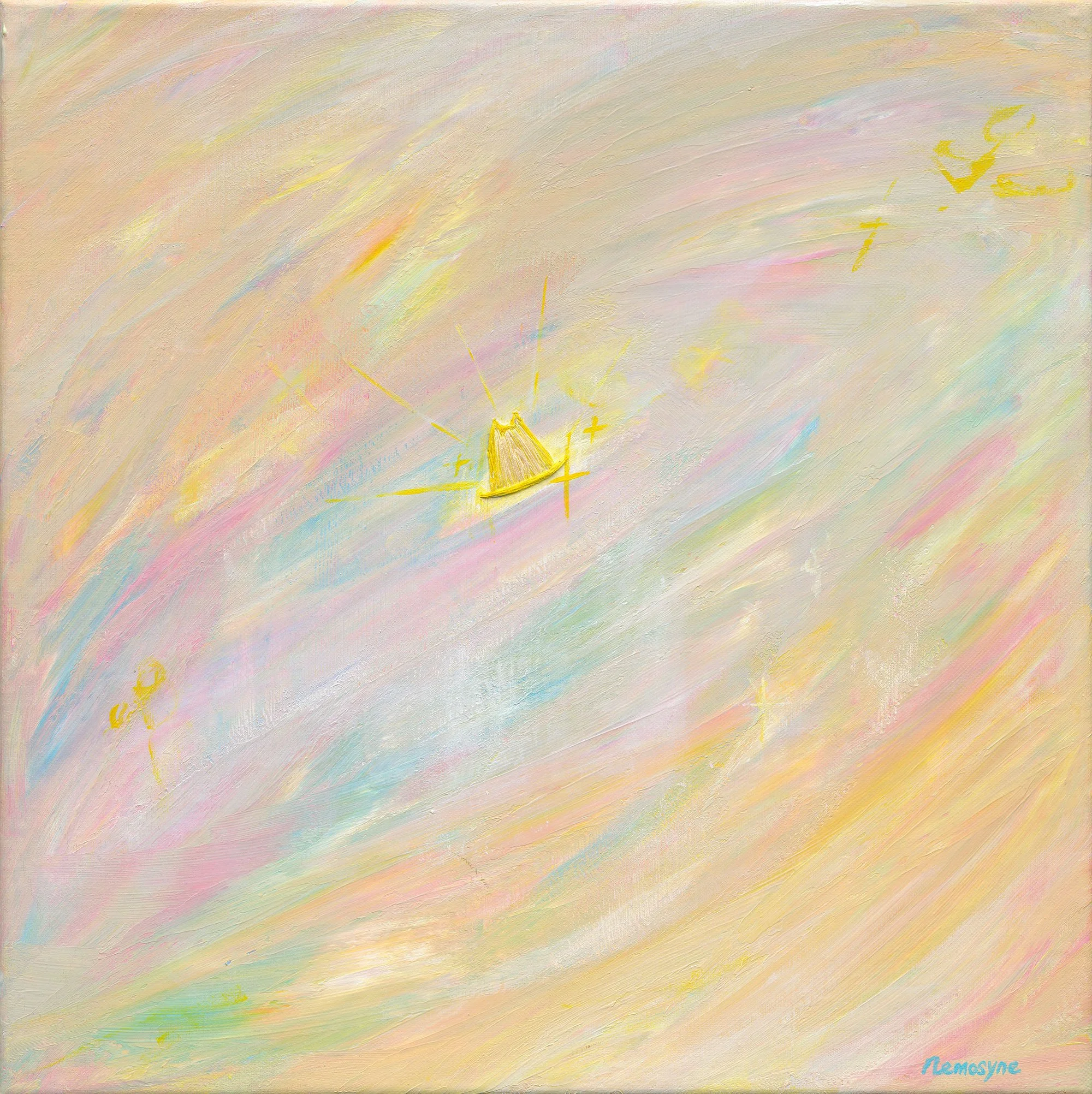 大天使愛瑟瑞爾, 38x38cm, 壓克力顏料、畫布、手工刺繡, 2024 / ( 私人收藏 )