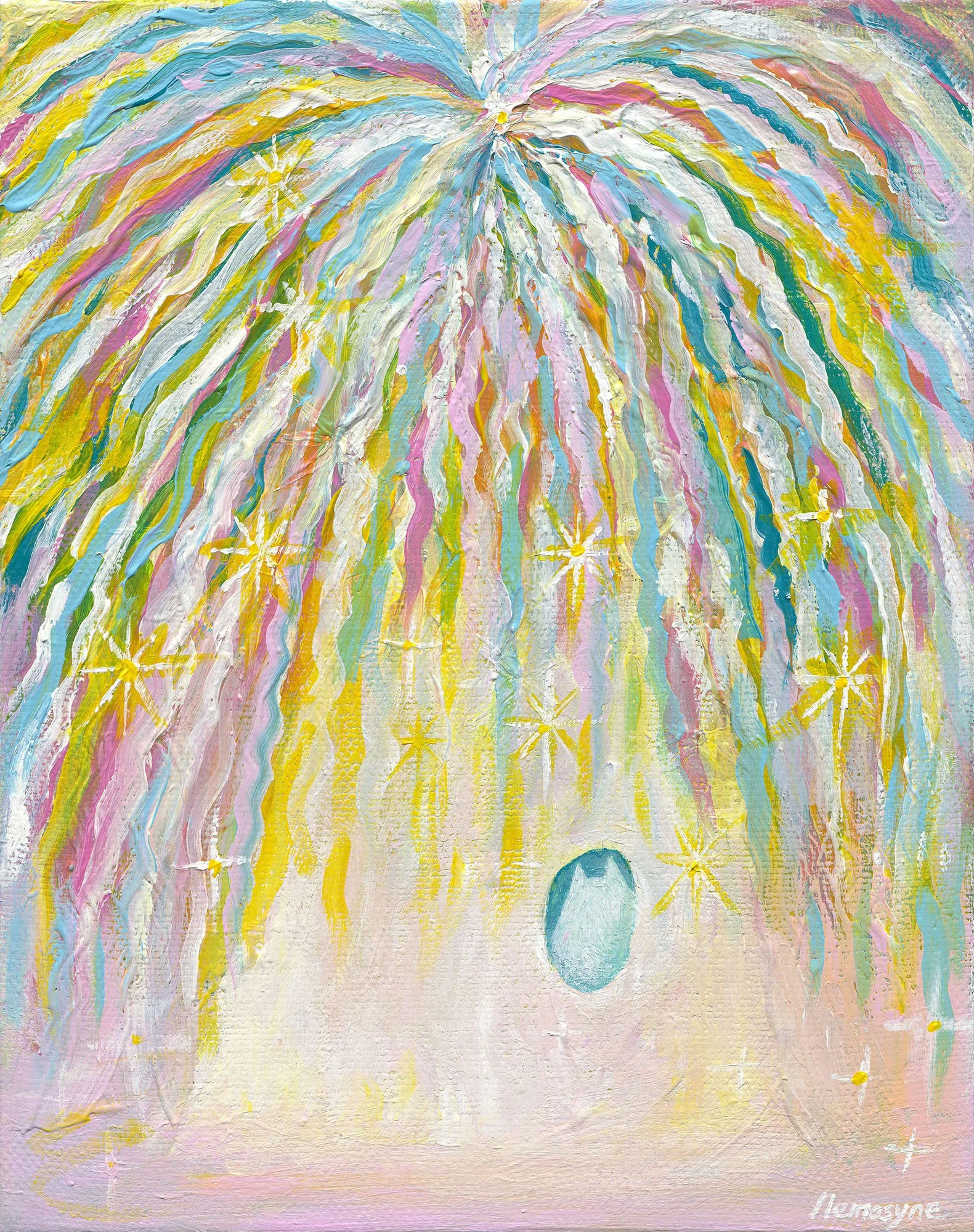 白燿生命樹-愛你一萬年, 53x27cm, 壓克力顏料、畫布, 2024 / ( 私人收藏 )