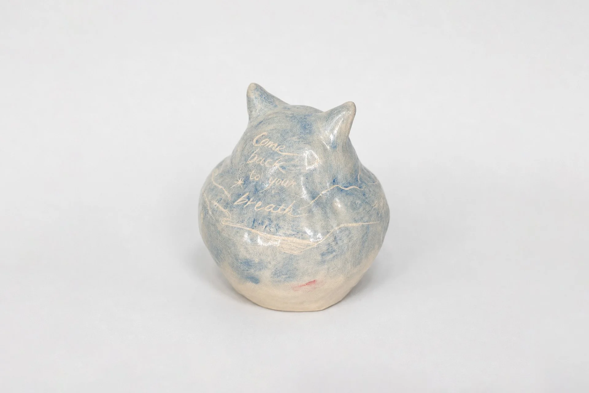 白燿毛怪 - come back to your breath, 17x17x17cm, 陶土、釉料, 2025