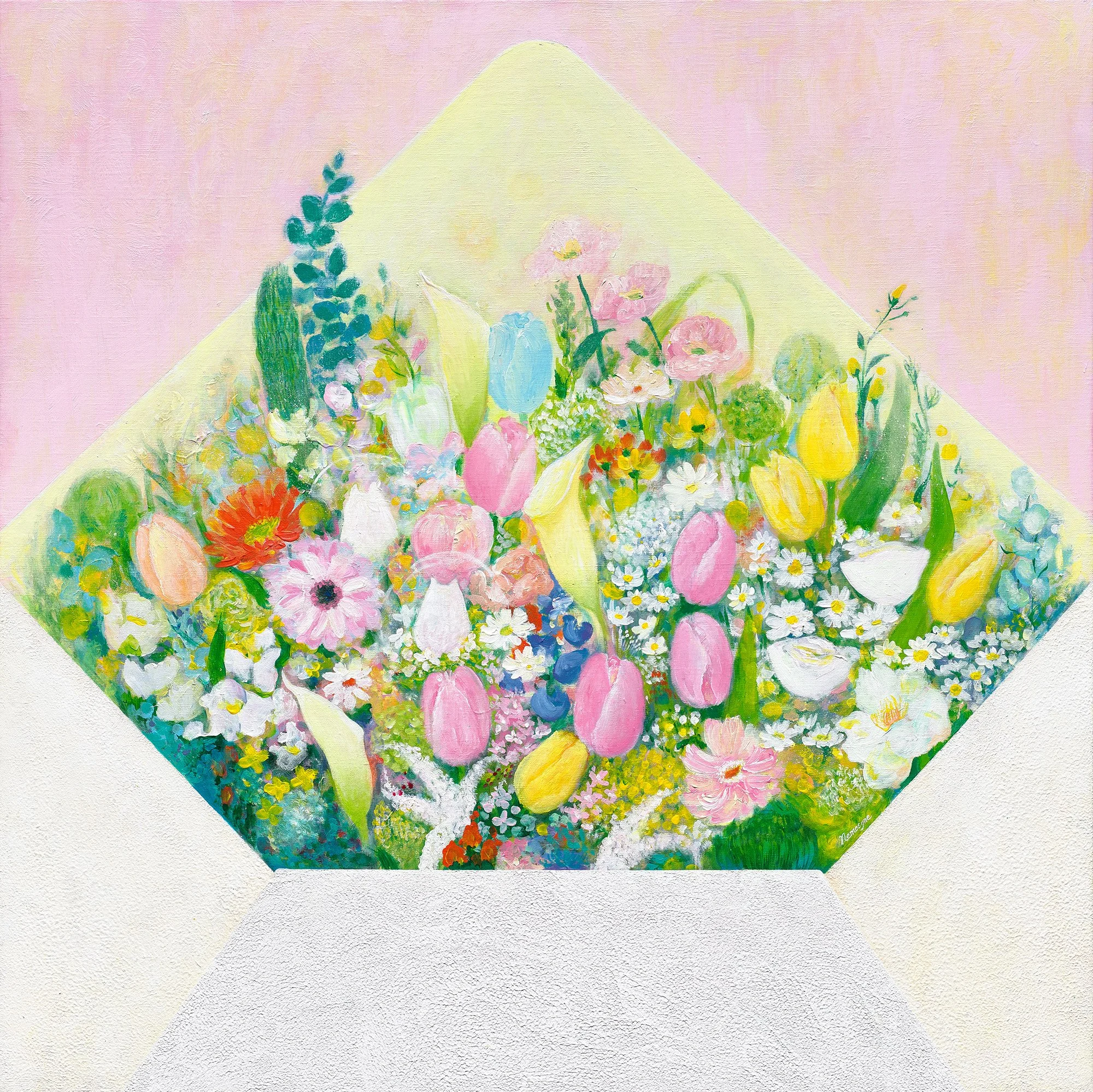 春信02-你是被愛的, 88x88cm, 壓克力顏料、畫布, 2025 / ( 私人收藏 )