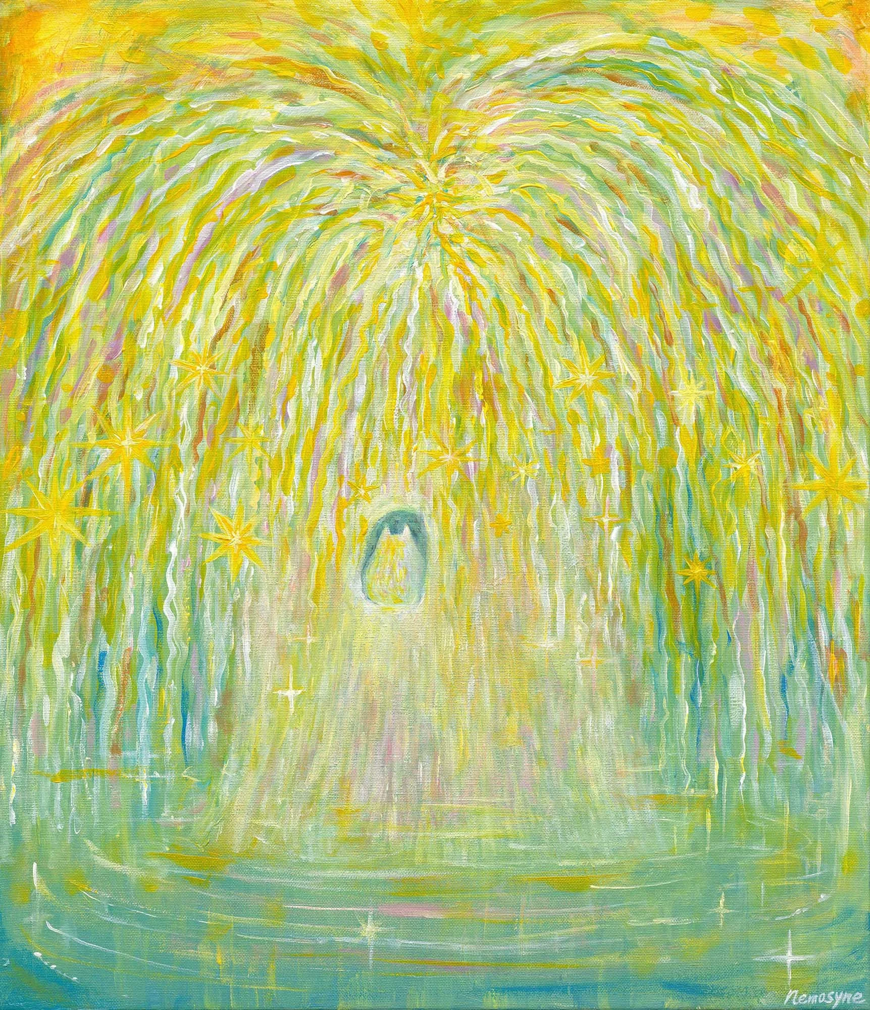 白燿生命樹-人間有幸福, 53x45.5cm, 壓克力顏料、畫布, 2024 / ( 私人收藏 )