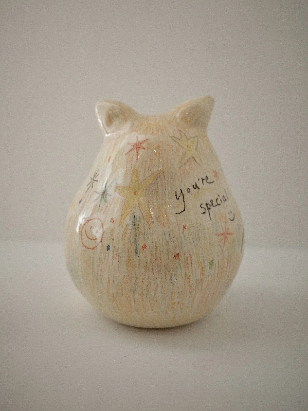 白燿毛怪 - 特別的你, 14x14x14cm, 半瓷土、釉料, 2024 / ( Sold, 私人收藏 )