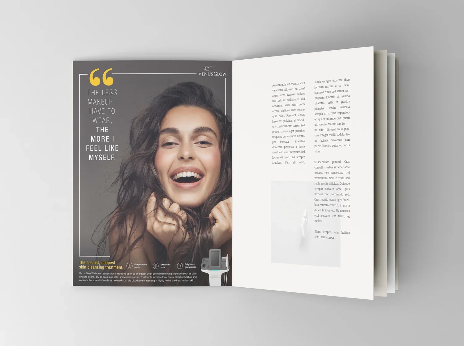 Venus Glow advertising concept featuring product and lifestyle brand art
