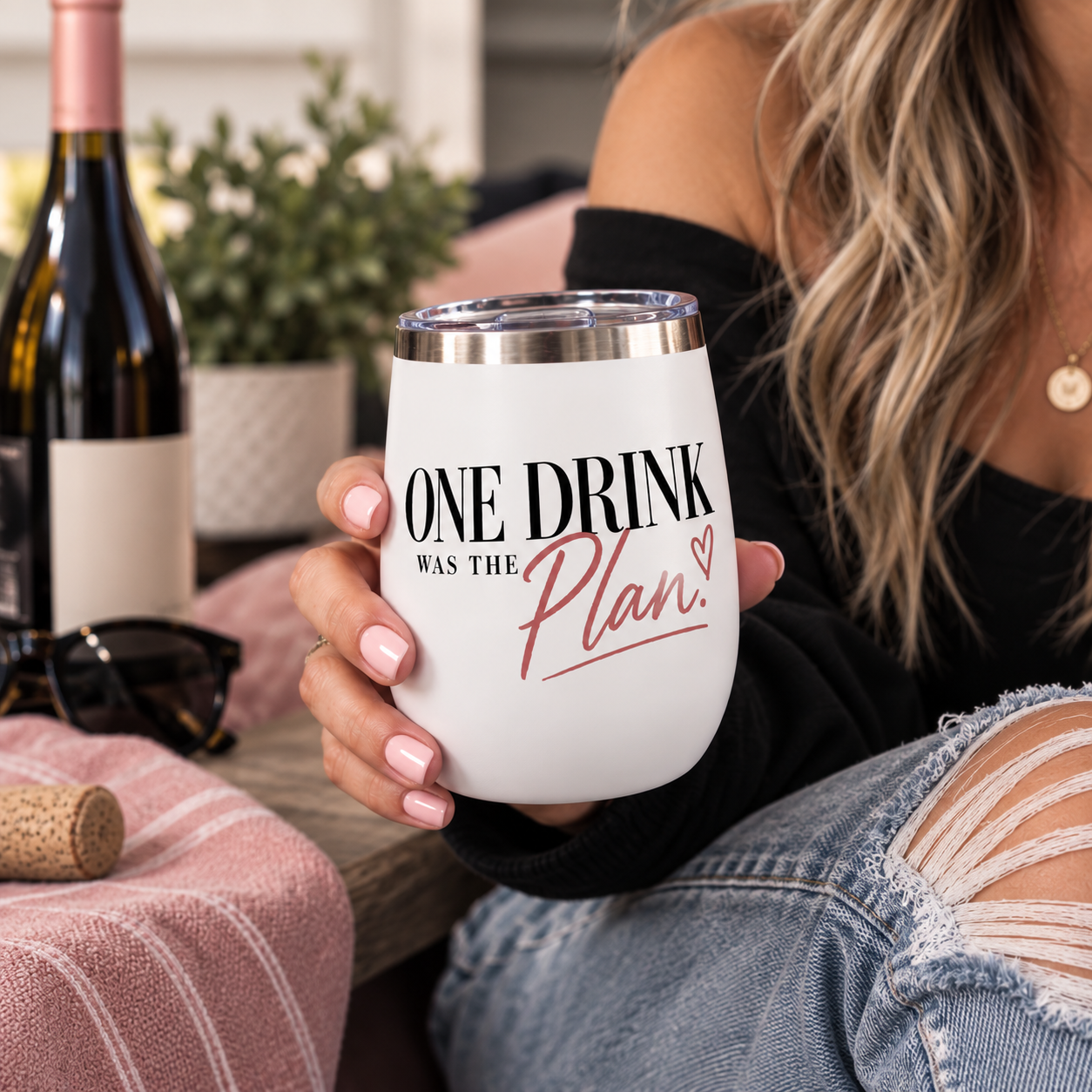 One Drink Was the Plan Wine Tumbler