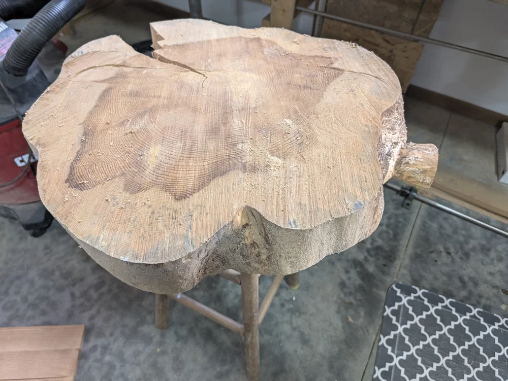 Current unfinished live-edge pine slab for coffee table project IP103