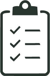 Checklist on a clipboard with four checkmarks.