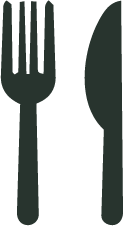 Silhouette of a fork and a knife.