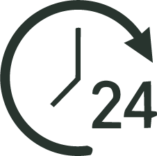 Clock showing 3:00 with a 24-hour symbol, indicating 24-hour time format.