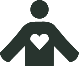 Icon of a person with a heart on their chest.