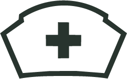 Icon of a nurse's cap with a medical cross in the center