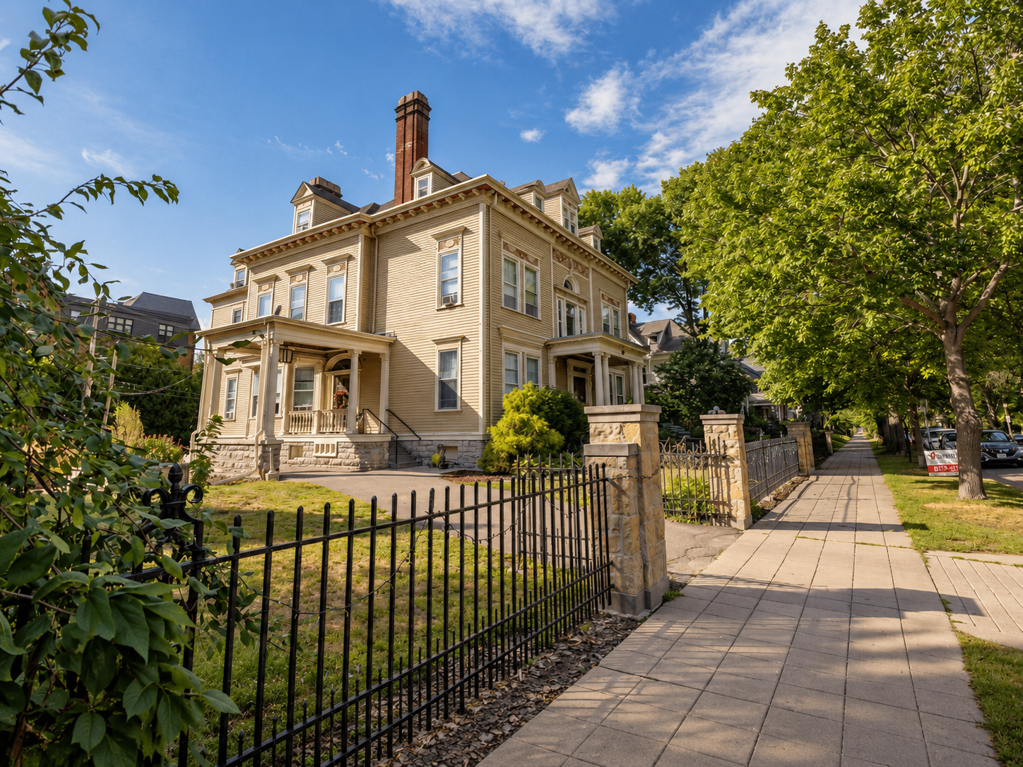 Historic Amy Johnson Residence assisted living home in the Crocus Hill neighborhood of St. Paul, Minnesota, surrounded by mature trees and residential streets.