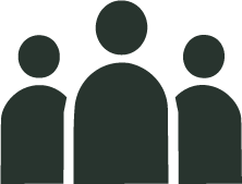 Silhouettes of four people standing together