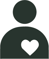 Icon of a person with a heart on their chest