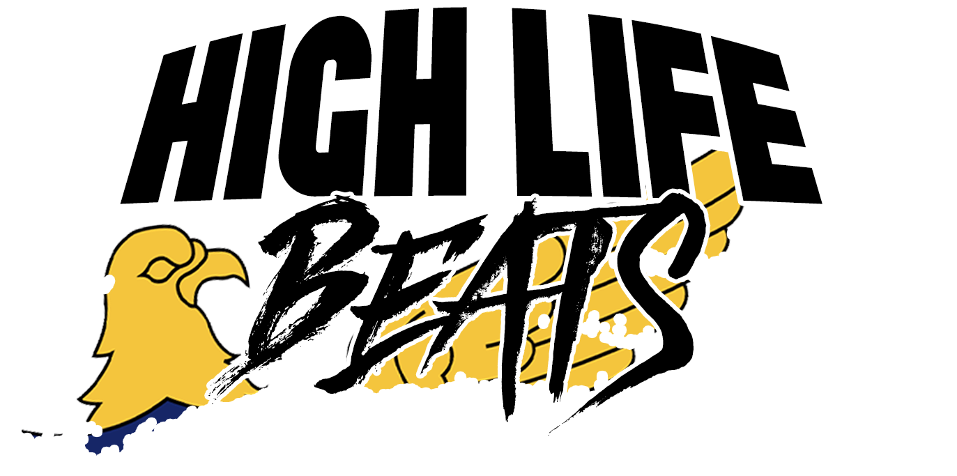 Text reading 'HighLifeBeats' with a stylized yellow VI FLAG logo on a black background.
