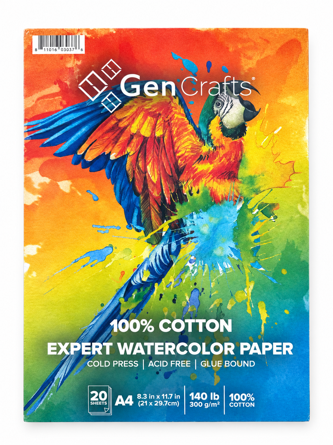 GenCrafts 100% Cotton Watercolor Paper Pad – A4, 20 Sheets