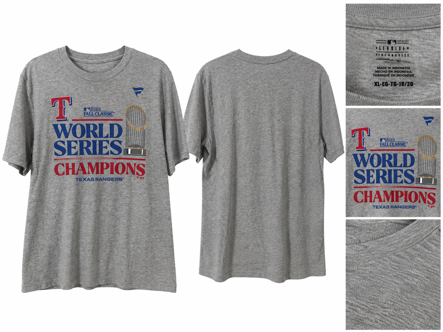 Texas Rangers 2023 World Series Champions Fanatics T-Shirt – Gray – XL