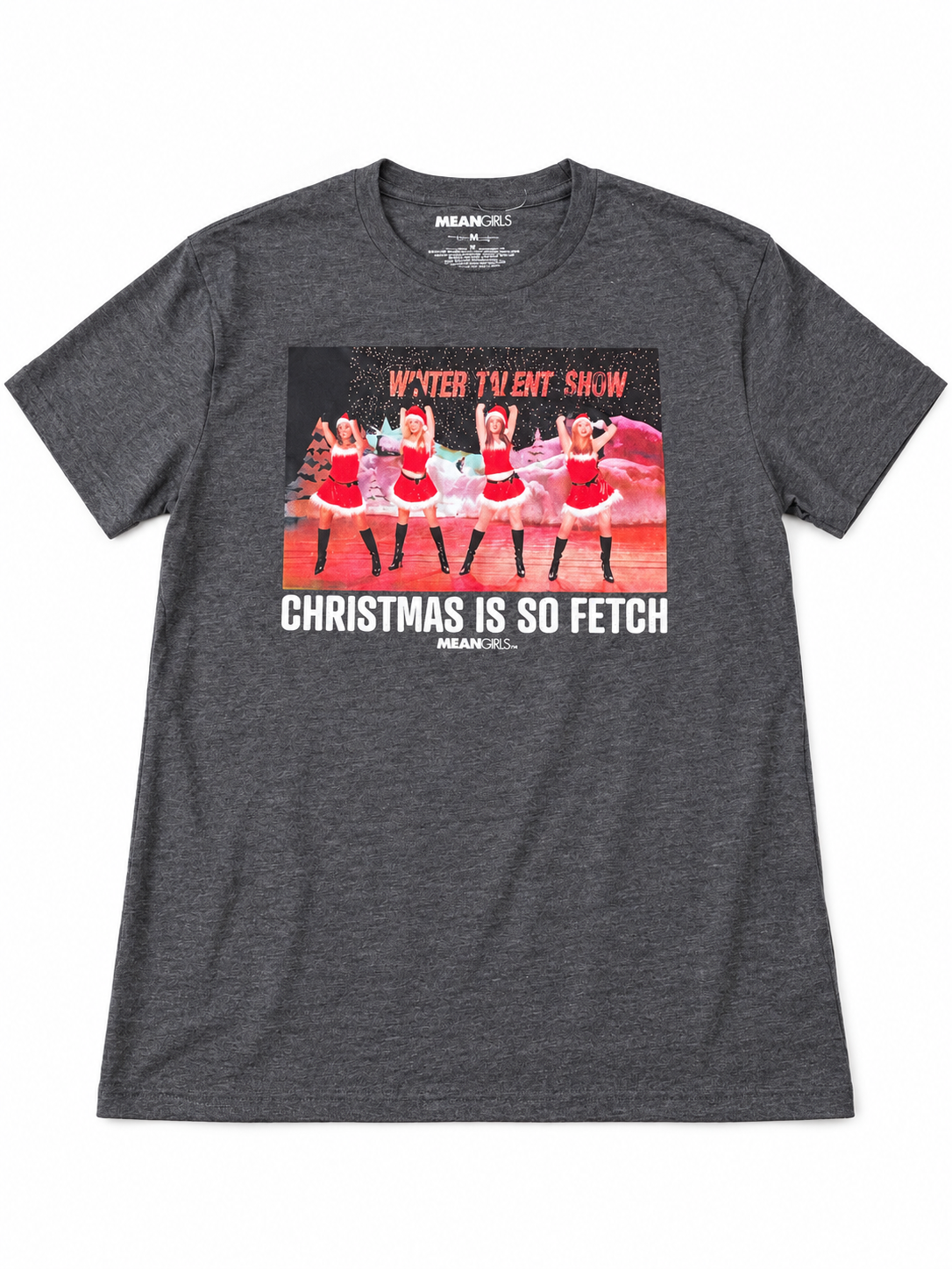 Mean Girls “Christmas Is So Fetch” Graphic T-Shirt – Charcoal Gray, Medium