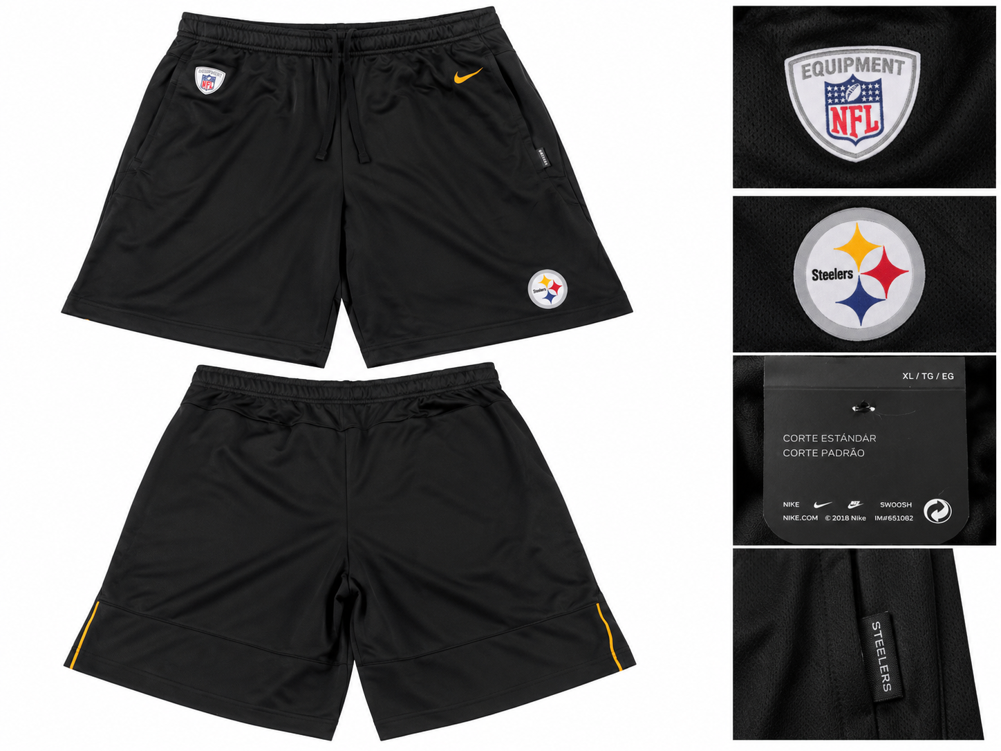 Nike Pittsburgh Steelers NFL Shorts – Black – Men's XL