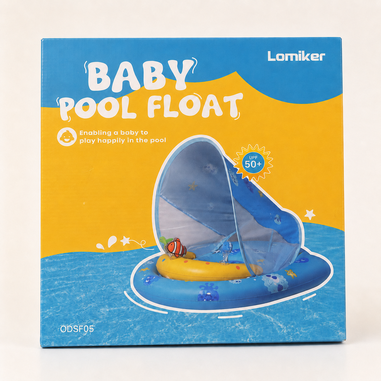 Baby Pool Float Canopy Baby Float Infant Swimming Float Sun Protection Blue