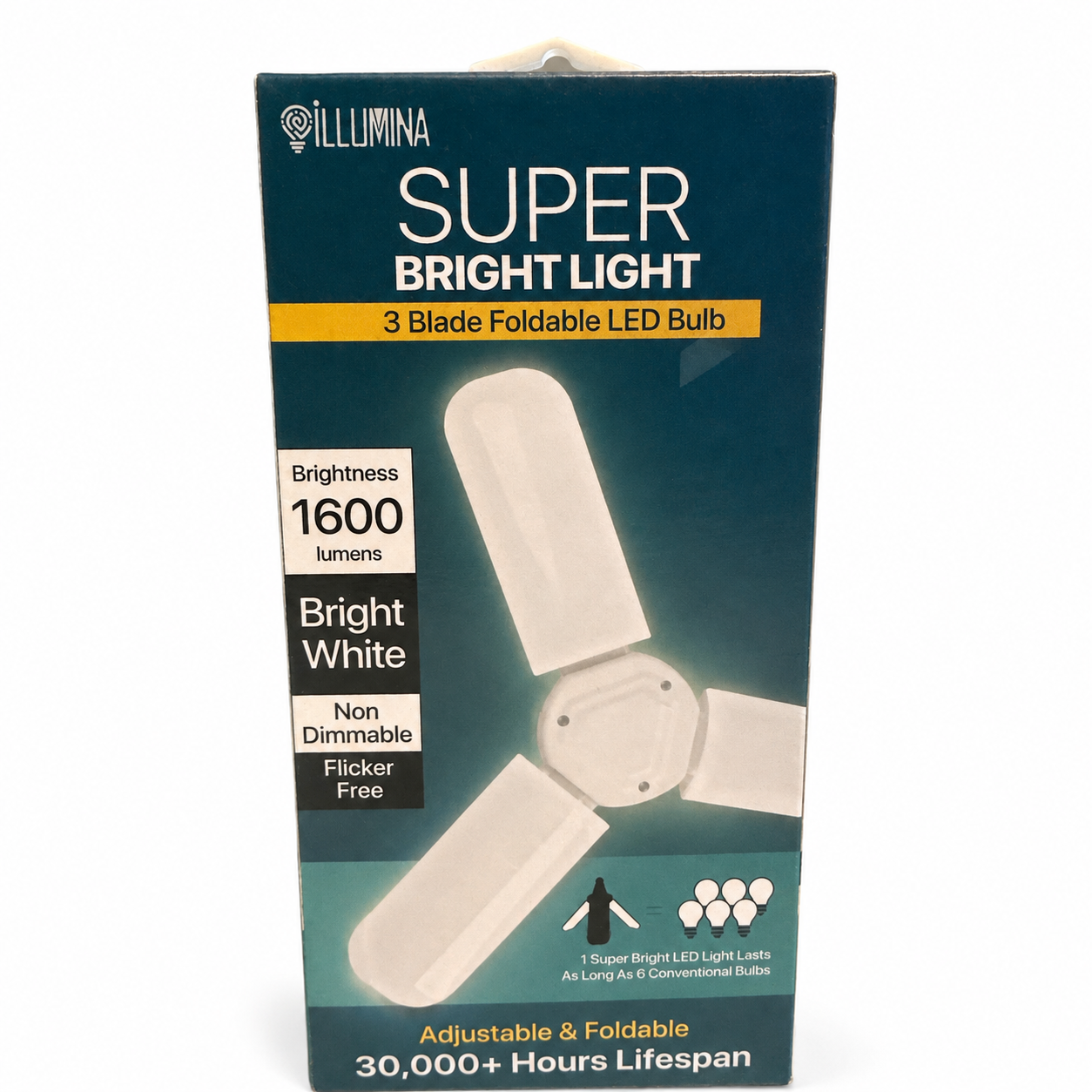 Illumina = SUPER Bright Light - 3 Blade Foldable LED Bulb