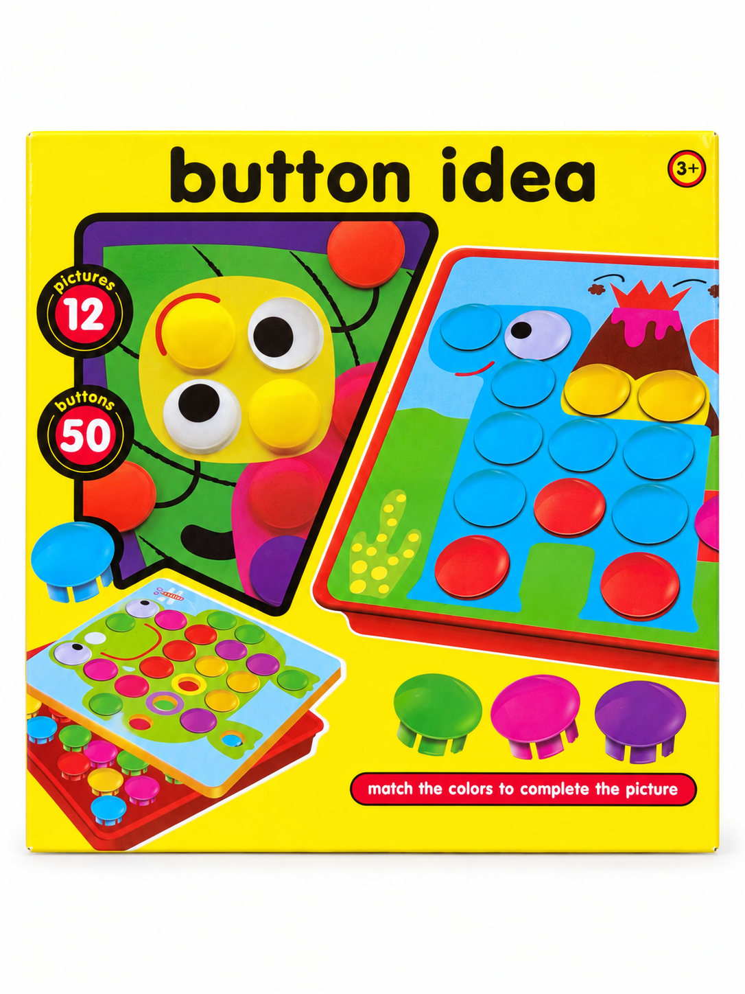 Button Idea Color-Matching Mosaic Activity Set – 50 Buttons & 12 Pictures