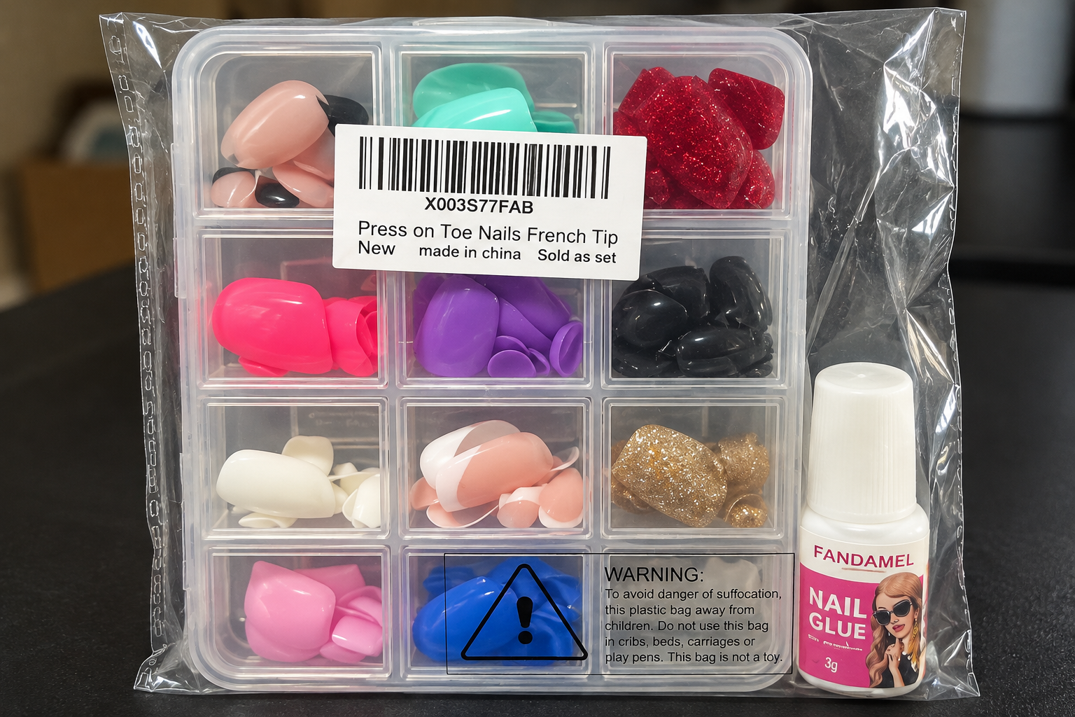 Press-On Toenail Kit – Assorted Colors & French Tips 💅