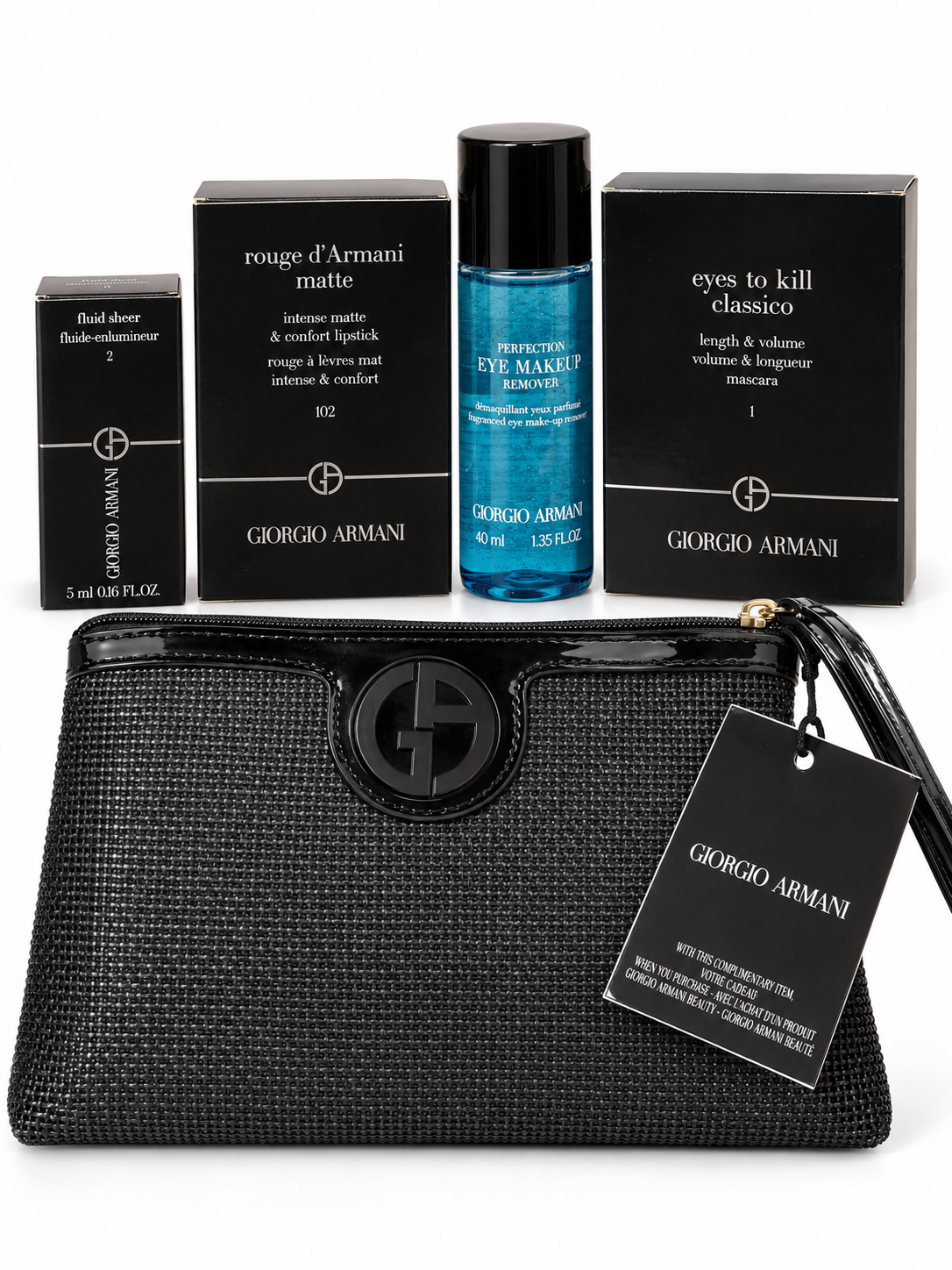 Giorgio Armani Beauty Gift Set with Black Cosmetic Wristlet