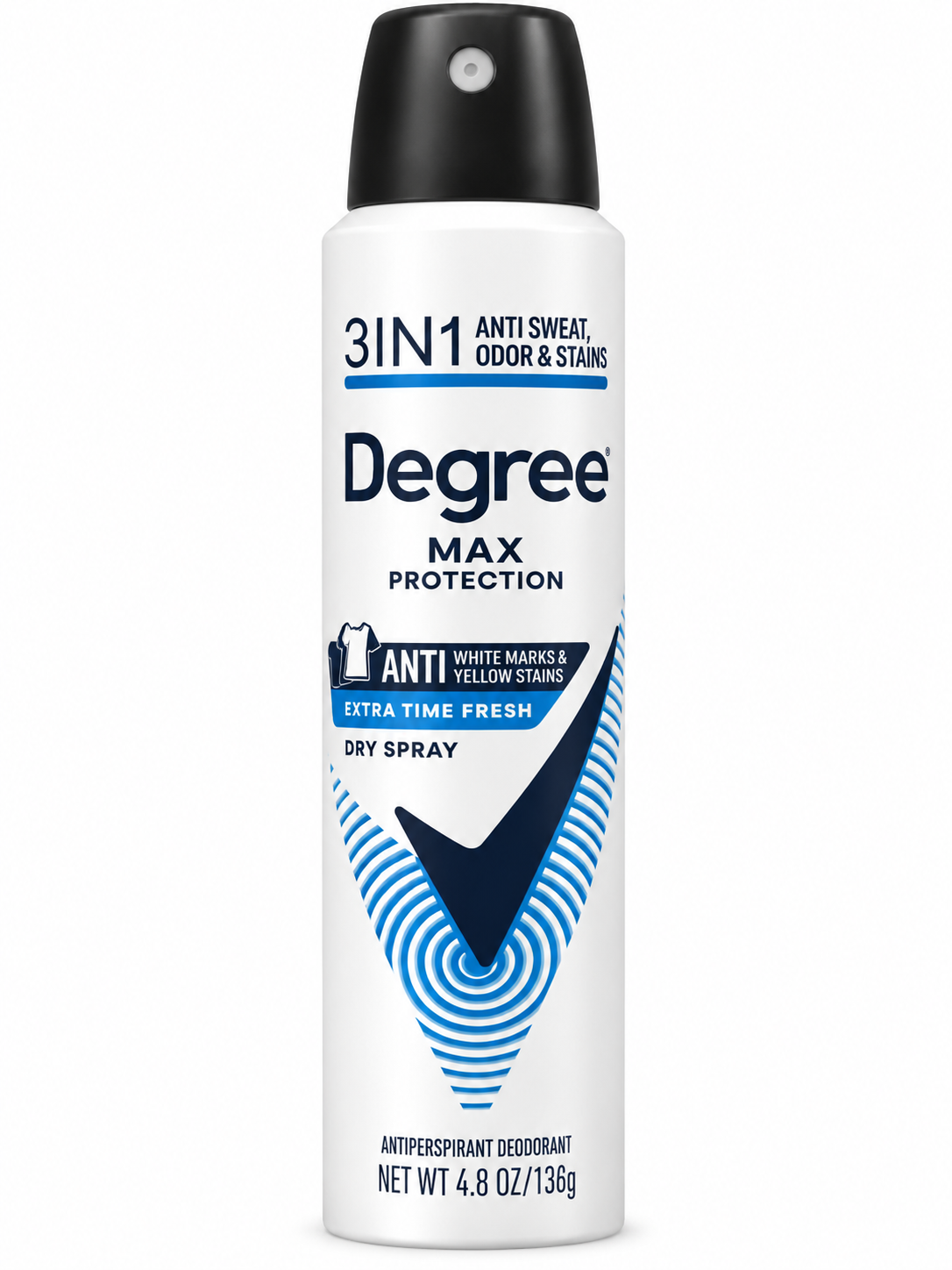 Degree Max Protection 3-in-1 Antiperspirant Dry Spray – Extra Time Fresh, 4.8 oz