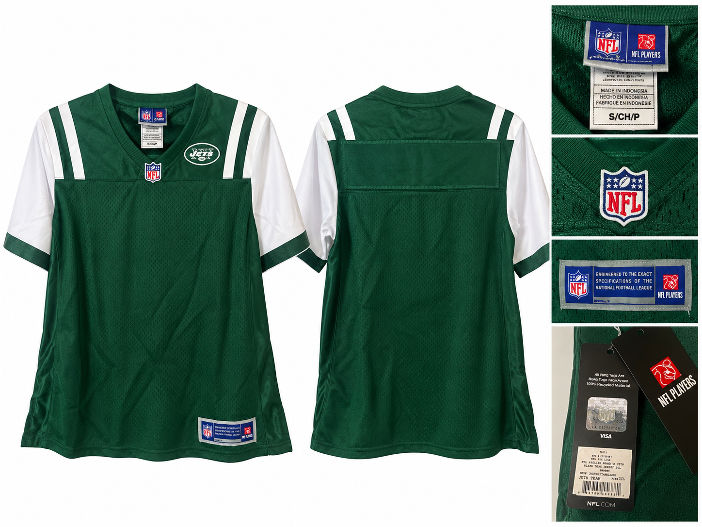 New York Jets NFL Pro Line Blank Football Jersey – Green/White – Small– New With Tags