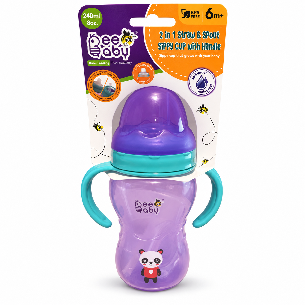 BeeBaby 2in 1 Straw and Spout Sippy with handle