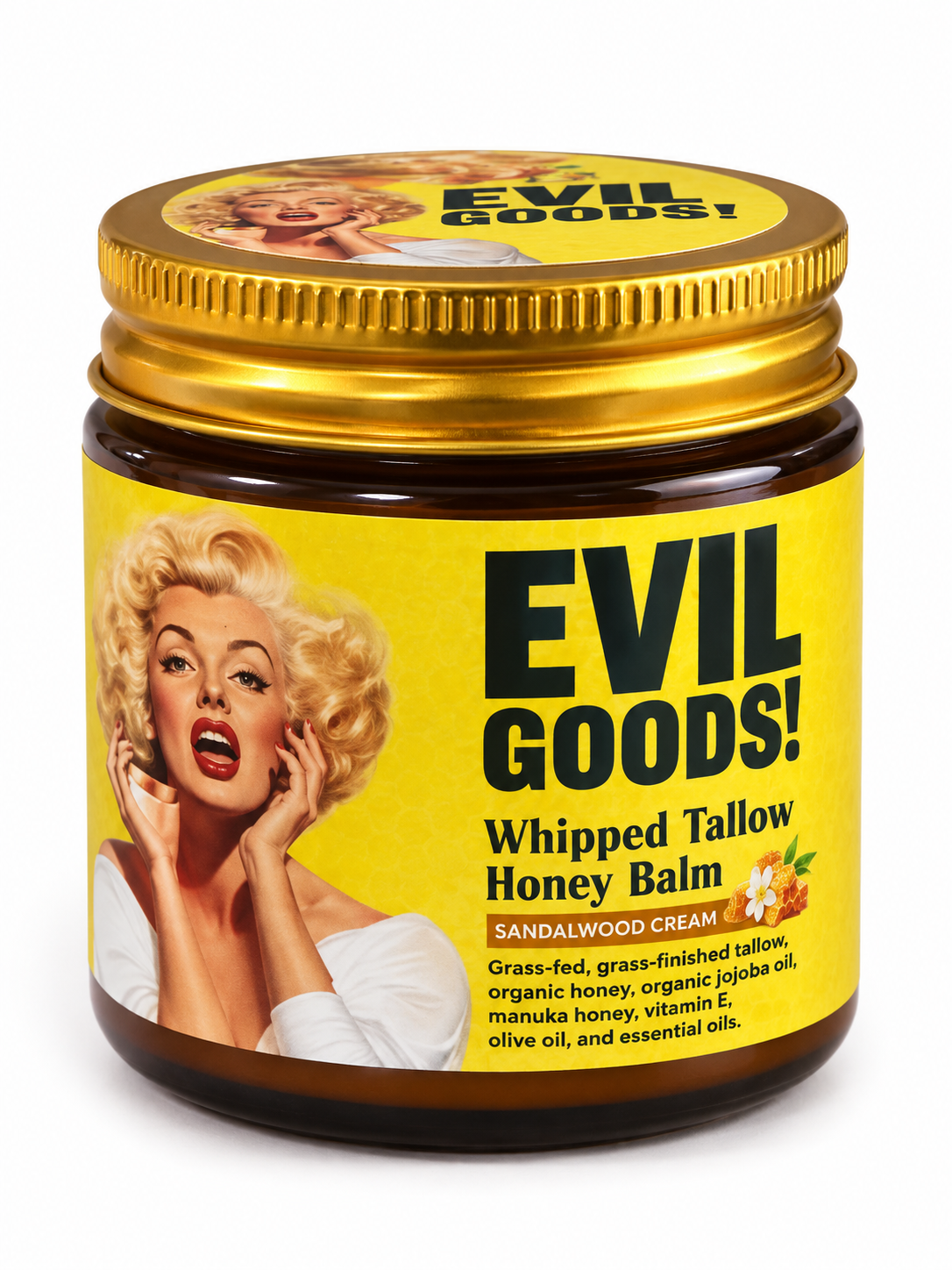 EVIL GOODS! Whipped Tallow Honey Balm – Sandalwood Cream, Citrus, Lavender