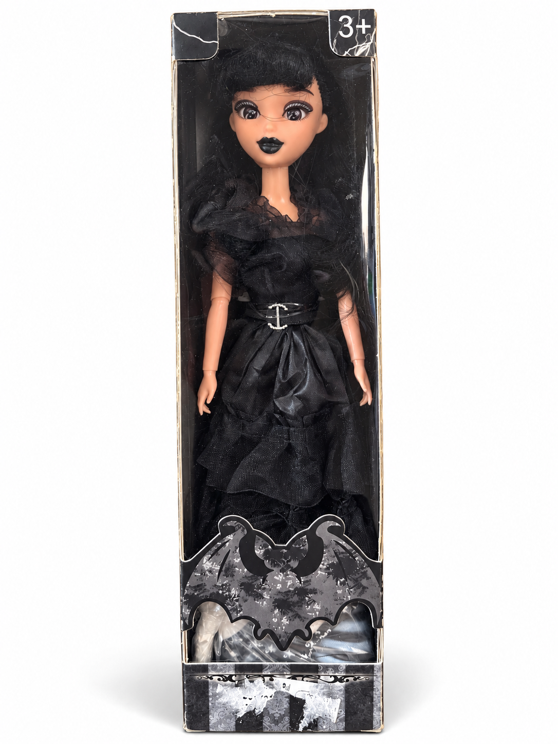 Gothic Fashion Doll – Black Ruffle Dress