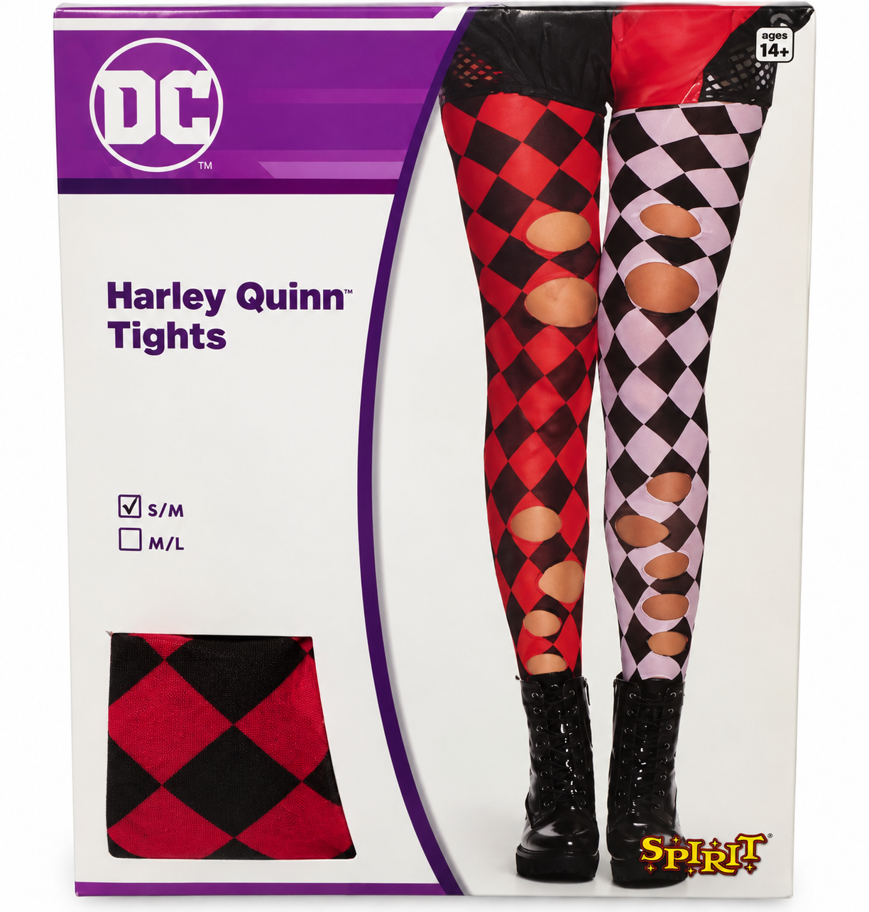 DC Harley Quinn Distressed Diamond Costume Tights – S/M