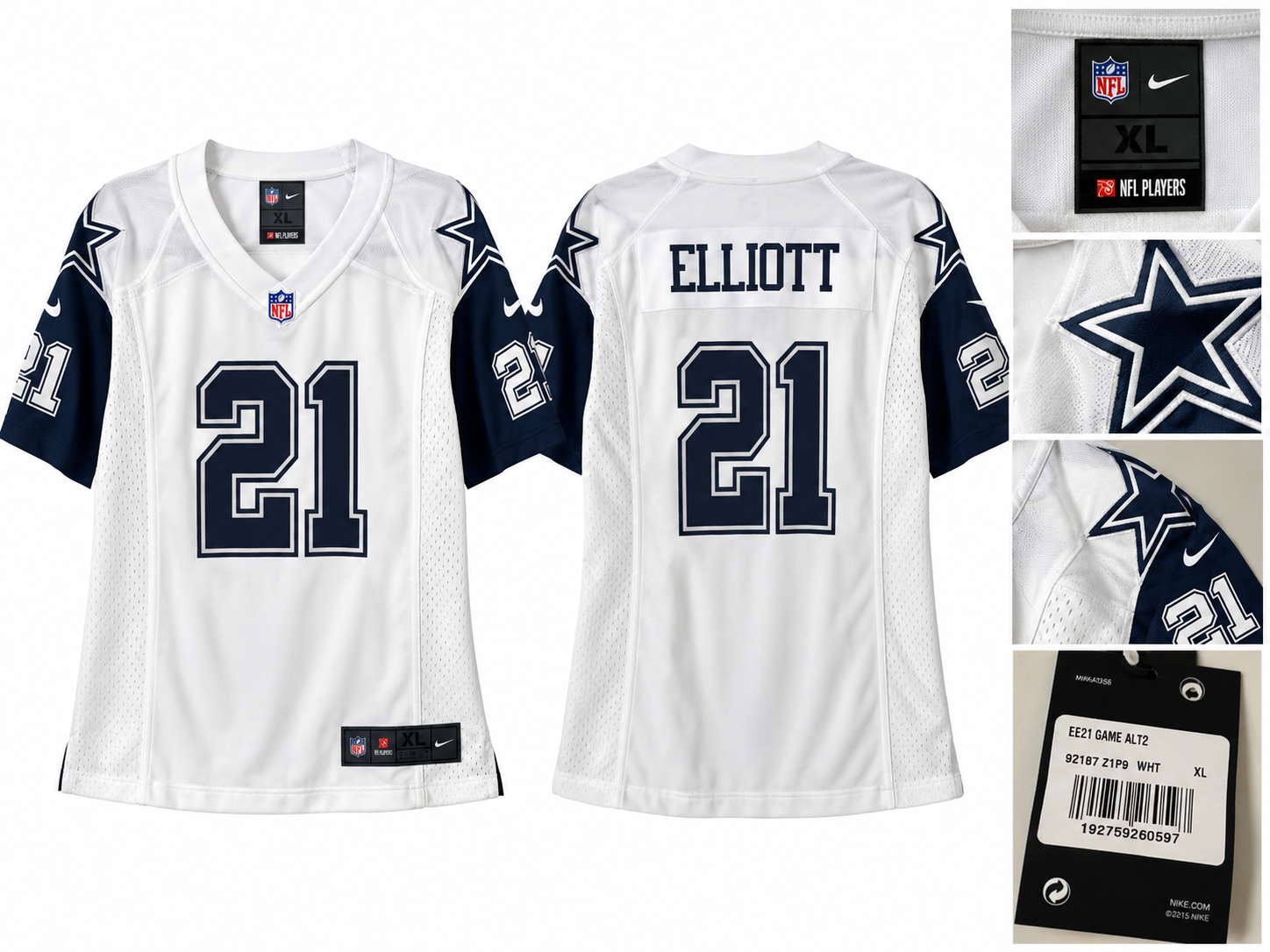 Nike Dallas Cowboys Ezekiel Elliott #21 NFL Jersey – White/Navy – YOUTH XL – New With Tags